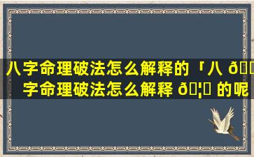 八字命理破法怎么解释的「八 🍀 字命理破法怎么解释 🦉 的呢」